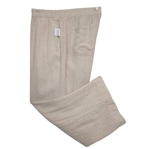 Old Navy | Wide Leg Linen Blend Elastic Waist Pants Pockets Natural | Size XL
